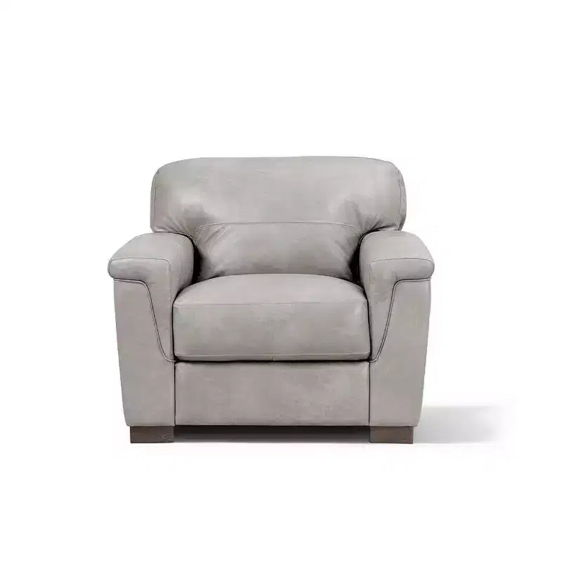 43" Cornelia Accent Chair Beige Leather: Mid-Century, Tufted, Wood Composite