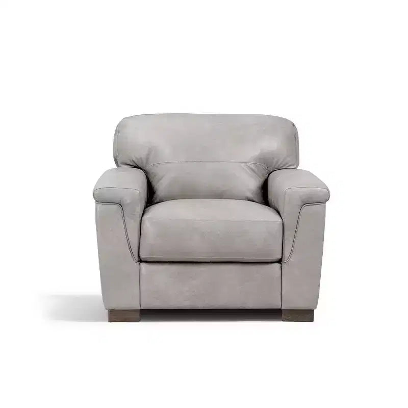 43" Cornelia Accent Chair Beige Leather: Mid-Century, Tufted, Wood Composite