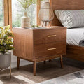 Mid-Century Modern 2 Drawer Nightstand Walnut
