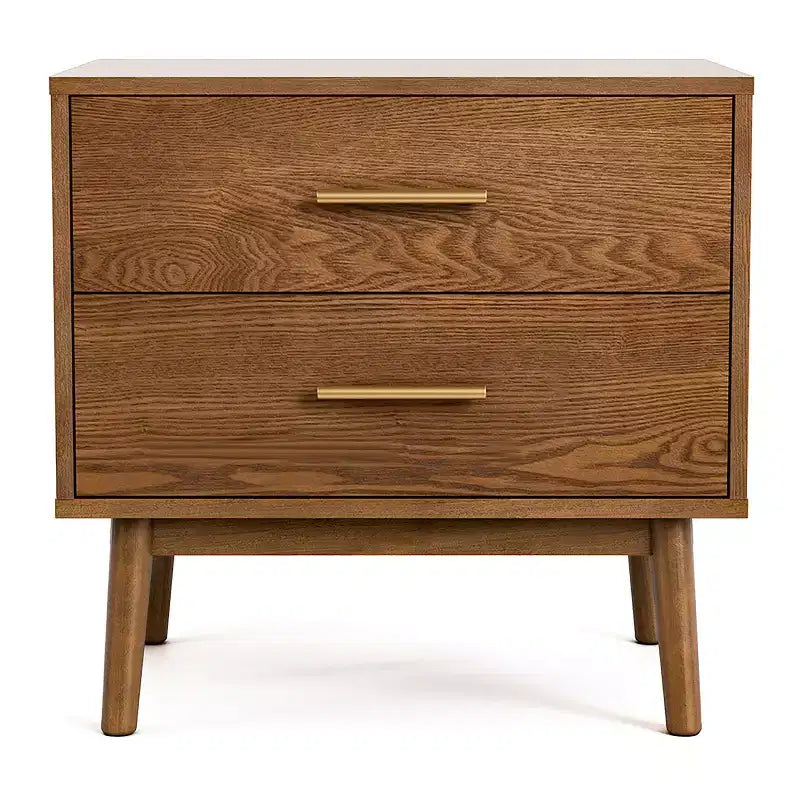 Mid-Century Modern 2 Drawer Nightstand Walnut