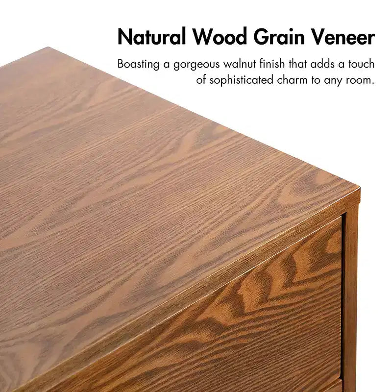 Mid-Century Modern 2 Drawer Nightstand Walnut