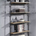 59" Decorative Bookshelf Oak and Sandy Black Finish: 5-Tier, Metal Frame, Open Shelving Unit, No Tools Assembly