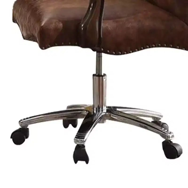 27" Active Sitting Chair Two Tone Light Brown PU and Cherry Oak: Faux Leather, Metal Frame, No Tools Assembly