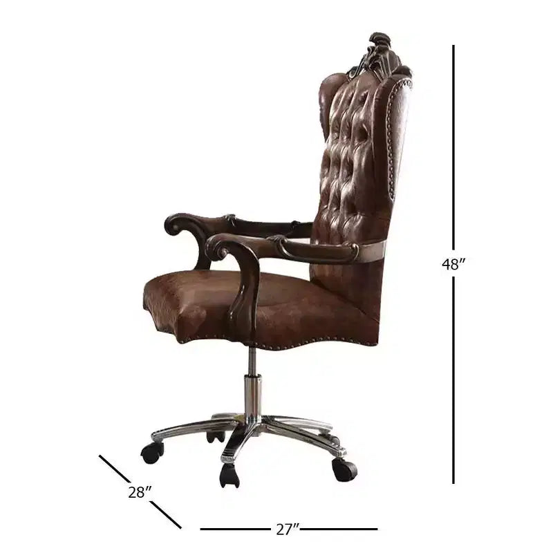 27" Active Sitting Chair Two Tone Light Brown PU and Cherry Oak: Faux Leather, Metal Frame, No Tools Assembly