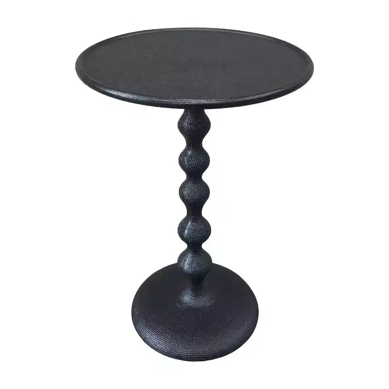 22" Round Side End Table Cast Aluminum with Hammered Texture Black