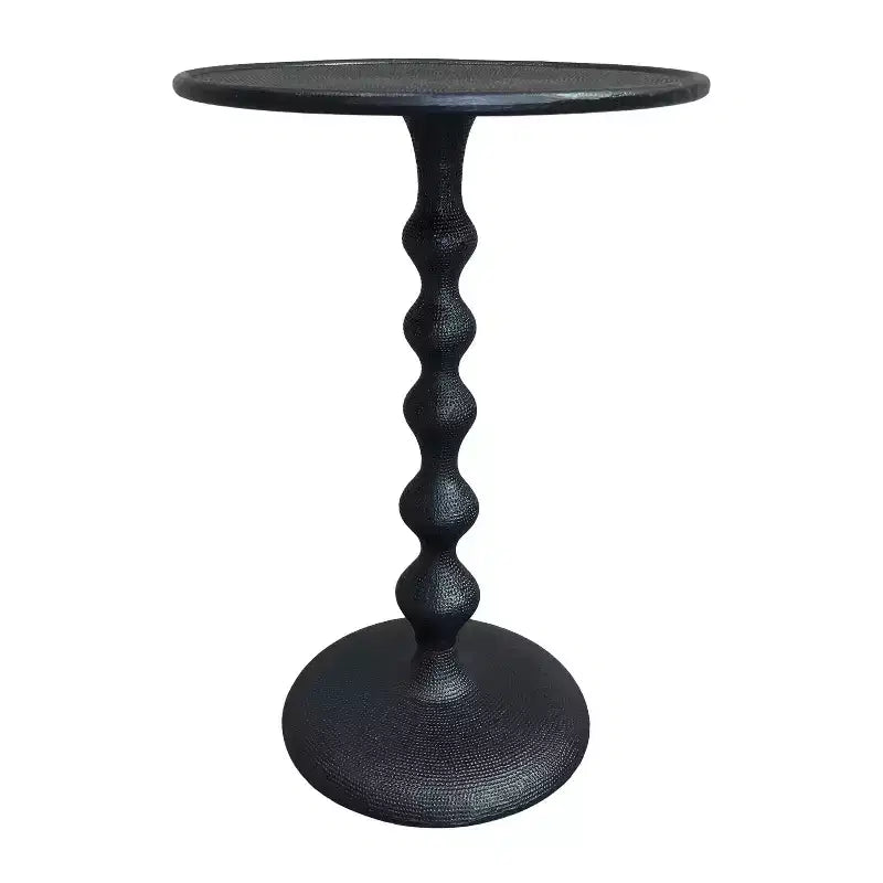 22" Round Side End Table Cast Aluminum with Hammered Texture Black