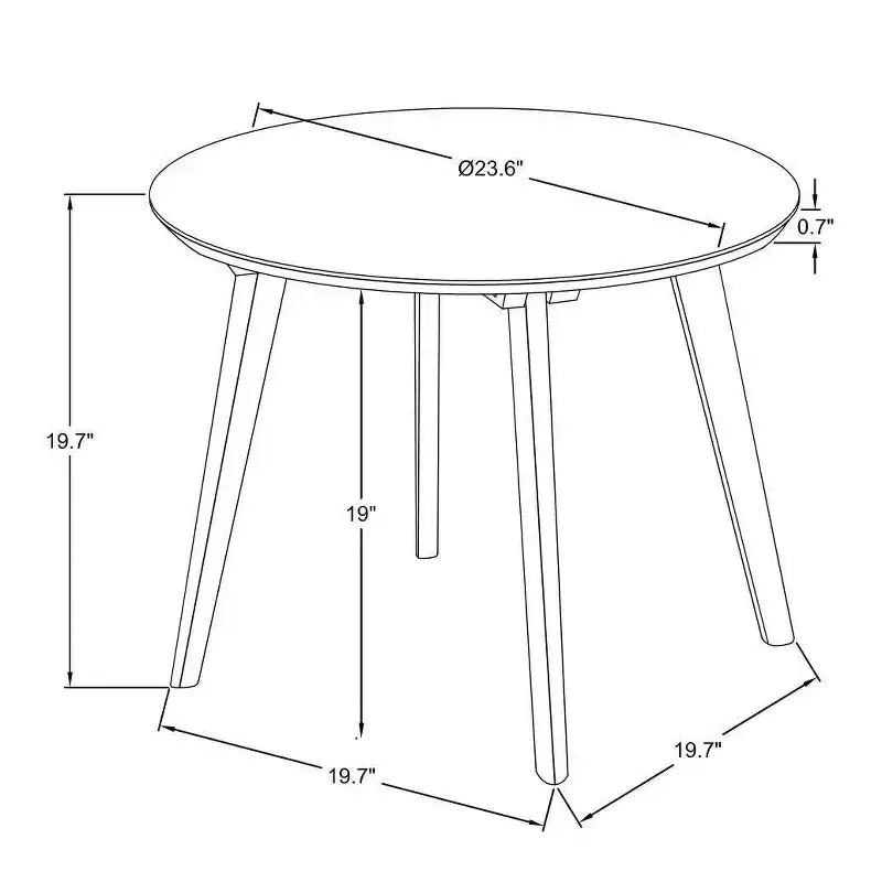 23" Round Mid-Century Modern Accent Side Table Walnut