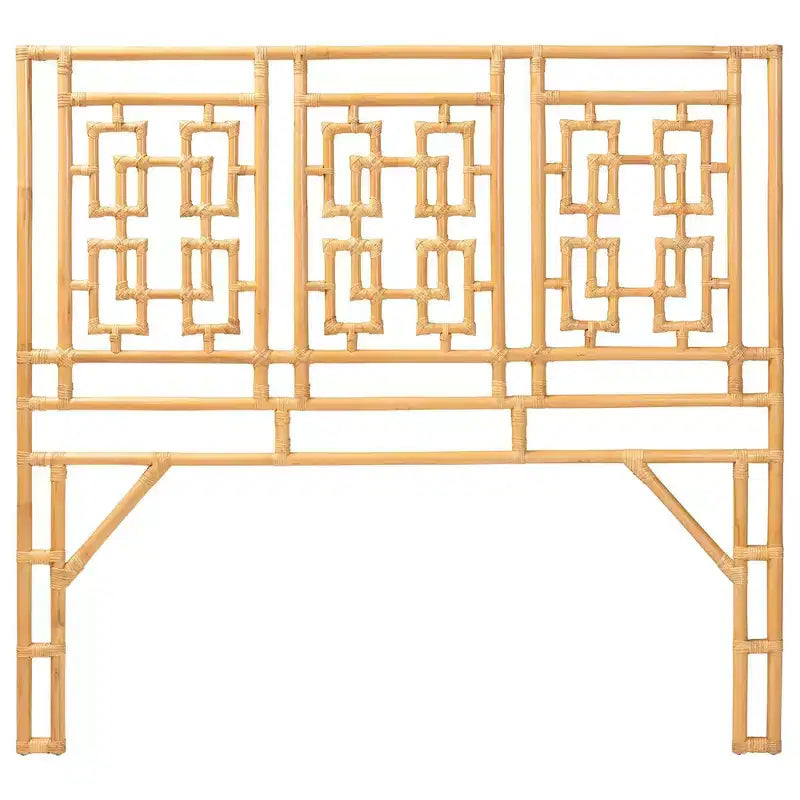Queen Size Rattan Standalone Headboard Light Honey