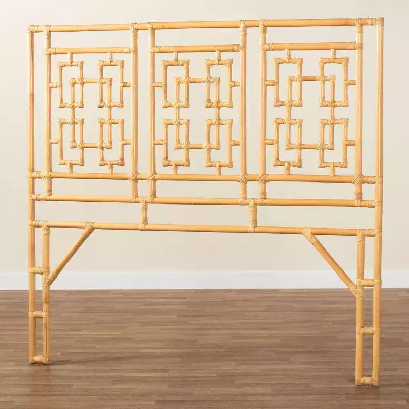 Queen Size Rattan Standalone Headboard Light Honey