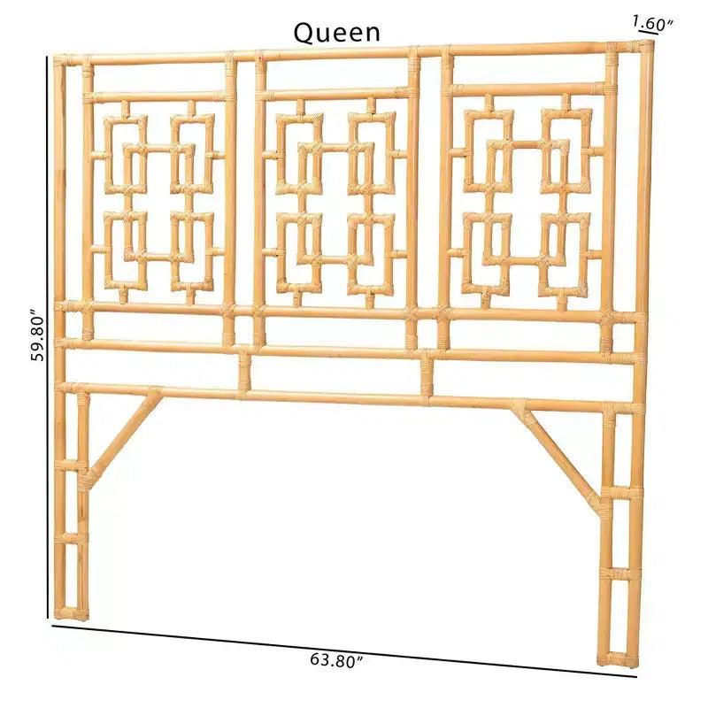 Queen Size Rattan Standalone Headboard Light Honey