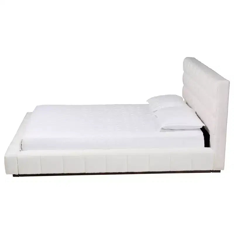 Queen Size Teddy Bear Fabric Platform Bed White
