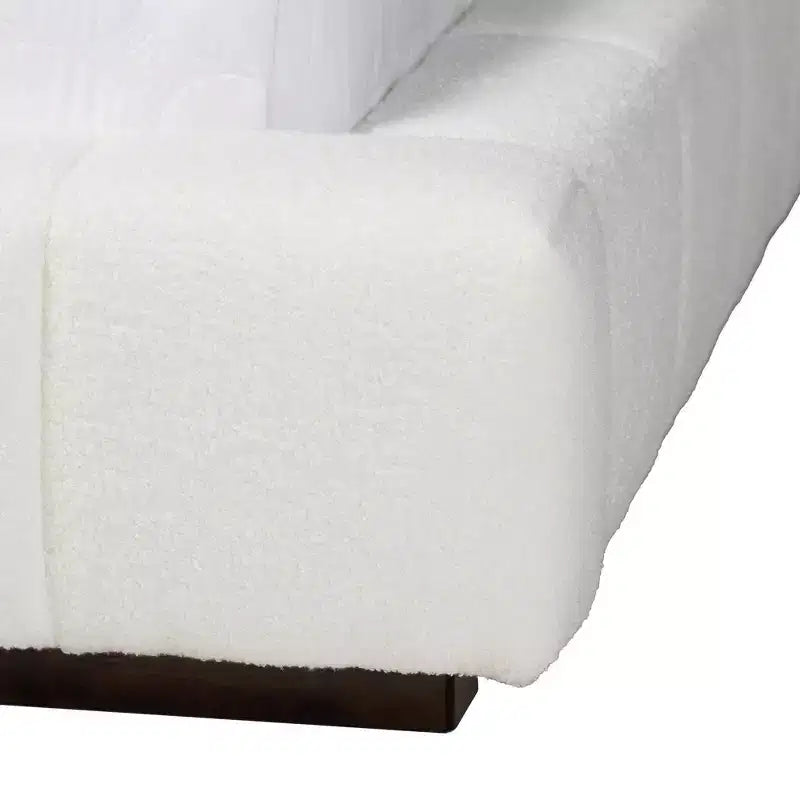 Queen Size Teddy Bear Fabric Platform Bed White