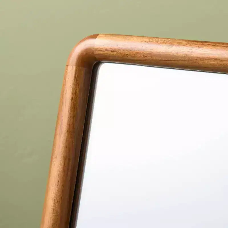 Wood Accent Mirror with Brass Feet