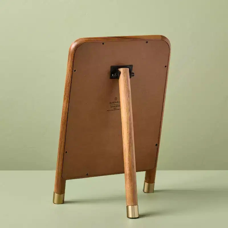 Wood Accent Mirror with Brass Feet