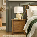 Wood and Cane 2 Drawer Nightstand Aged Oak