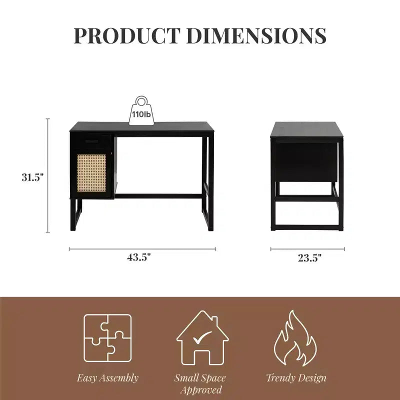 Desk with Closed Storage and Drawer