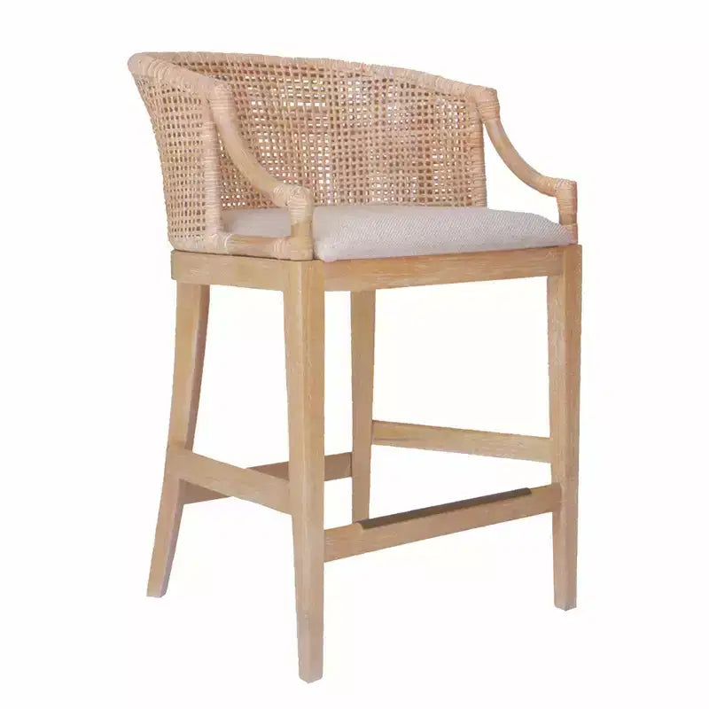 25" Handcrafted Rattan Counter Height Barstool
