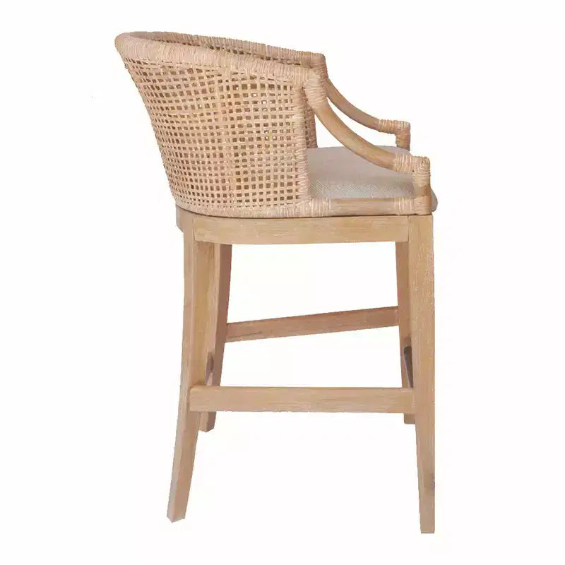 25" Handcrafted Rattan Counter Height Barstool