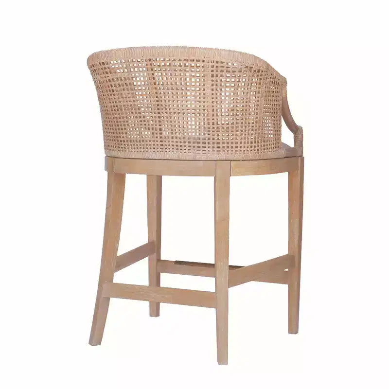 25" Handcrafted Rattan Counter Height Barstool