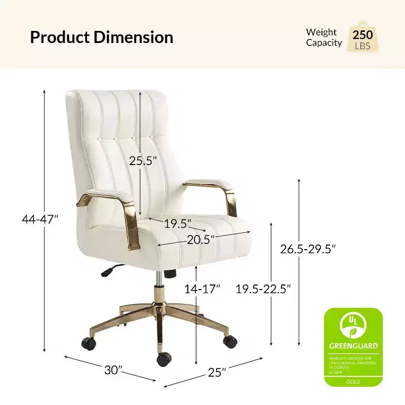 Modern Leather Swivel Tilting Office Chair with Channel Tufted