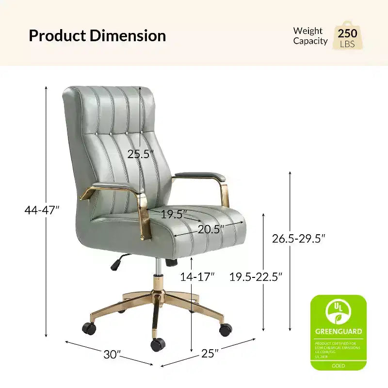 Modern Leather Swivel Tilting Office Chair with Channel Tufted