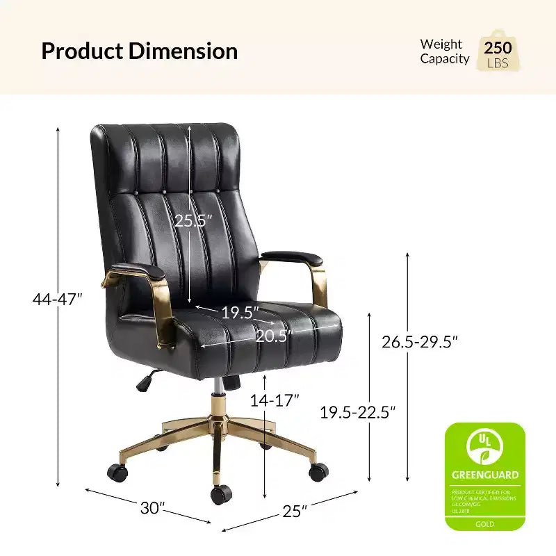 Modern Leather Swivel Tilting Office Chair with Channel Tufted