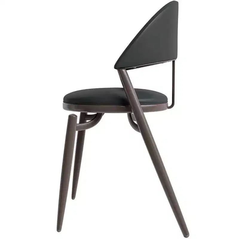 Modern Leather Dining Chair, Open Back Upholstered Accent Side Chair, Metal Legs, No Assembly