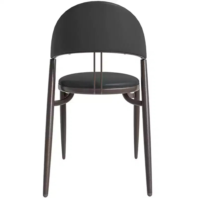 Modern Leather Dining Chair, Open Back Upholstered Accent Side Chair, Metal Legs, No Assembly
