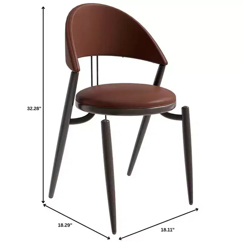 Modern Leather Dining Chair, Open Back Upholstered Accent Side Chair, Metal Legs, No Assembly