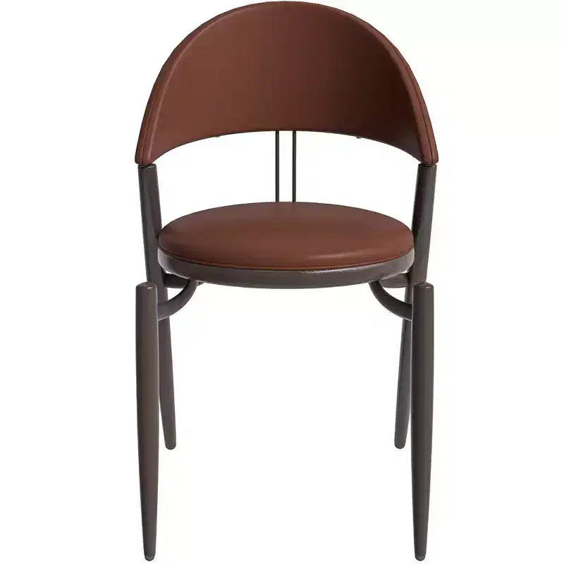 Modern Leather Dining Chair, Open Back Upholstered Accent Side Chair, Metal Legs, No Assembly