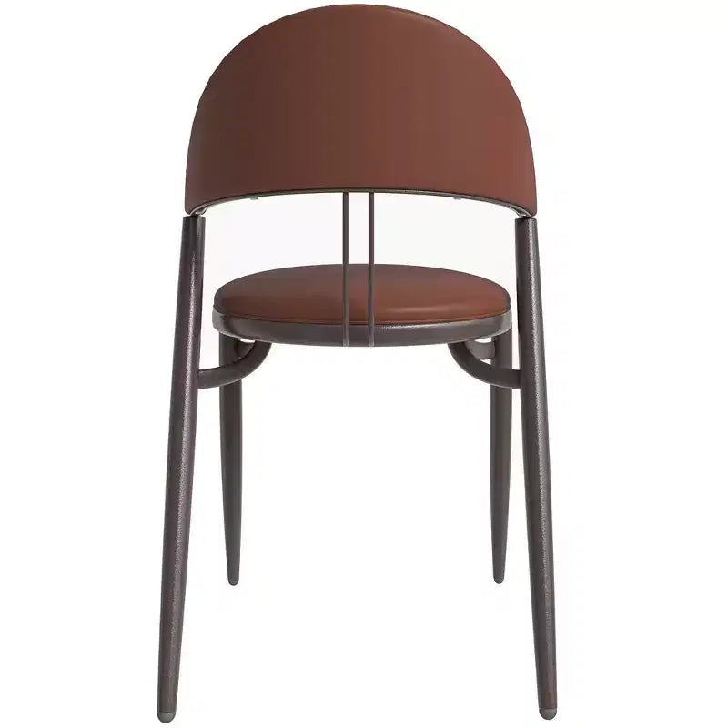 Modern Leather Dining Chair, Open Back Upholstered Accent Side Chair, Metal Legs, No Assembly