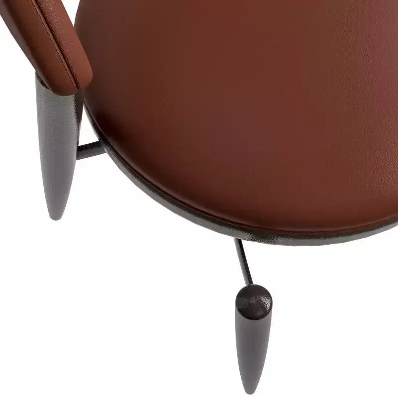Modern Leather Dining Chair, Open Back Upholstered Accent Side Chair, Metal Legs, No Assembly