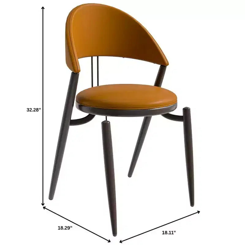 Modern Leather Dining Chair, Open Back Upholstered Accent Side Chair, Metal Legs, No Assembly