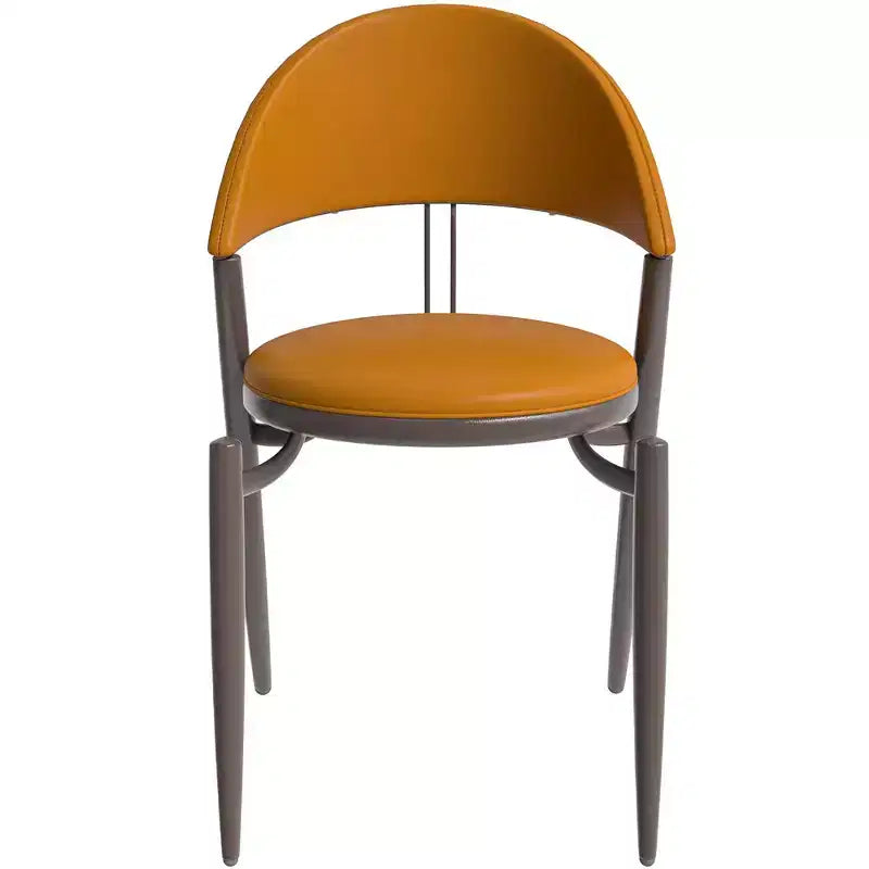 Modern Leather Dining Chair, Open Back Upholstered Accent Side Chair, Metal Legs, No Assembly