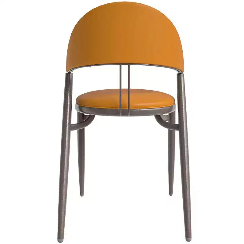 Modern Leather Dining Chair, Open Back Upholstered Accent Side Chair, Metal Legs, No Assembly