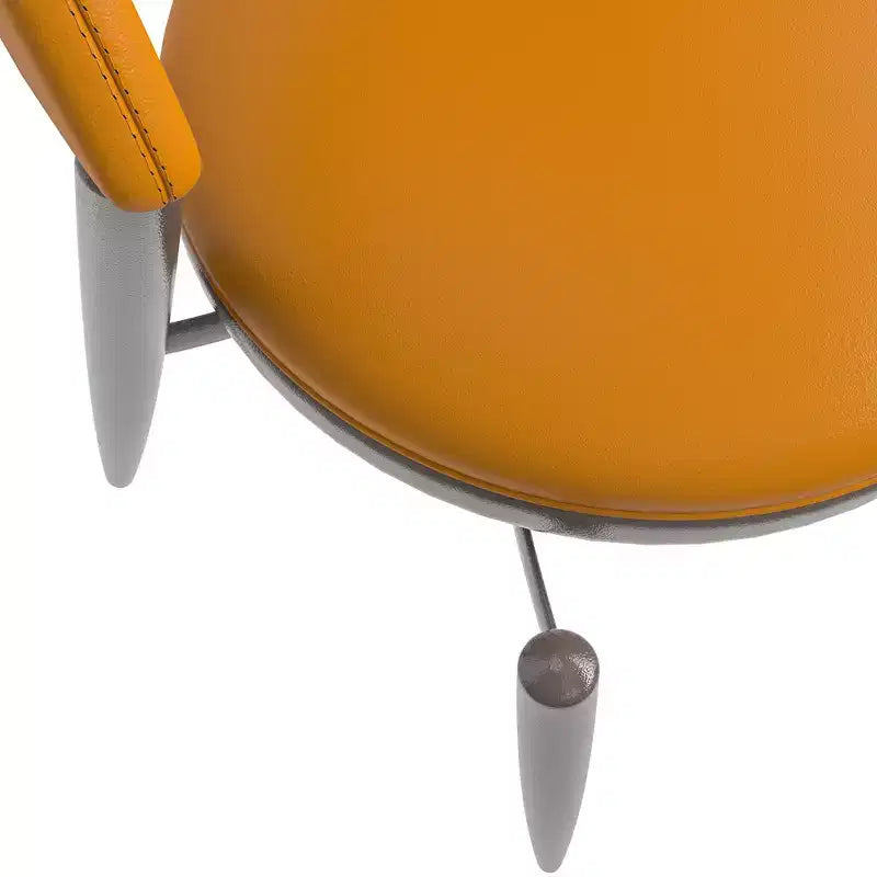 Modern Leather Dining Chair, Open Back Upholstered Accent Side Chair, Metal Legs, No Assembly
