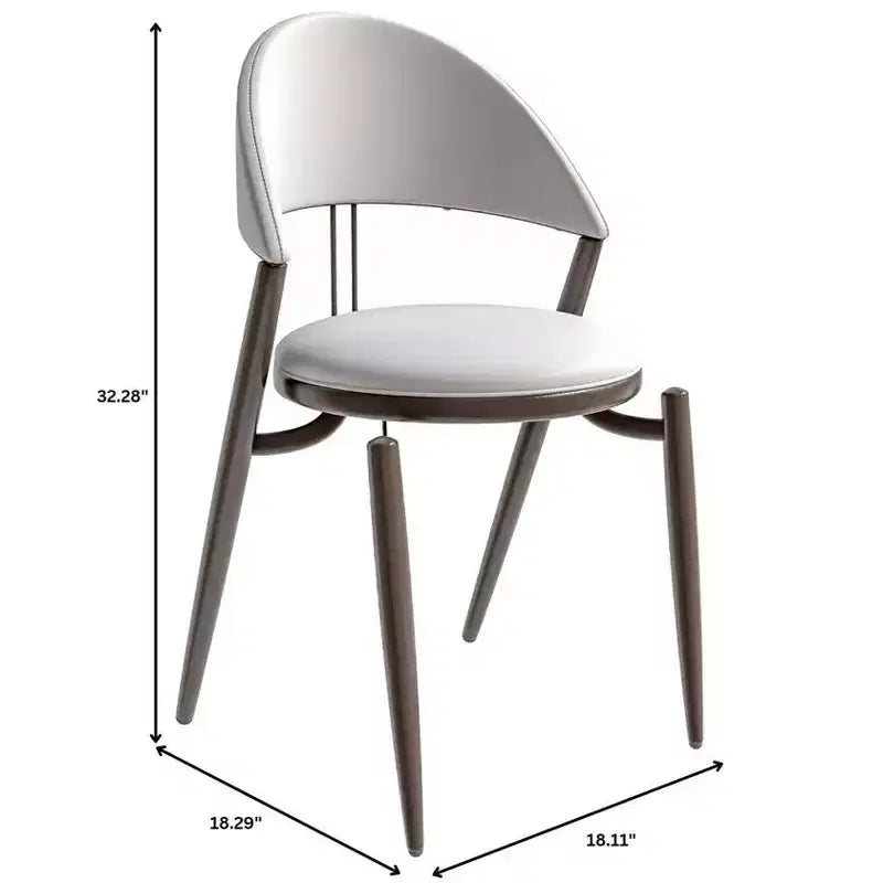 Modern Leather Dining Chair, Open Back Upholstered Accent Side Chair, Metal Legs, No Assembly