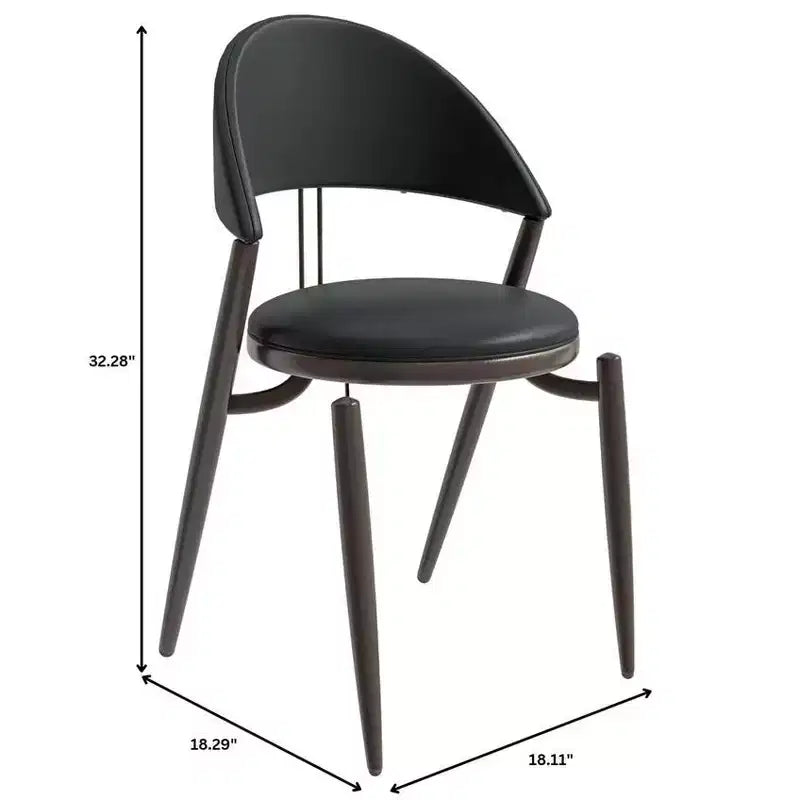 Modern Leather Dining Chair, Open Back Upholstered Accent Side Chair, Metal Legs, No Assembly