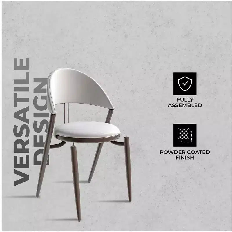 Modern Leather Dining Chair, Open Back Upholstered Accent Side Chair, Metal Legs, No Assembly