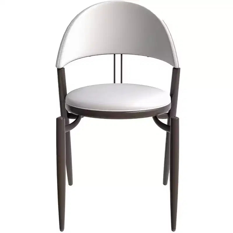 Modern Leather Dining Chair, Open Back Upholstered Accent Side Chair, Metal Legs, No Assembly