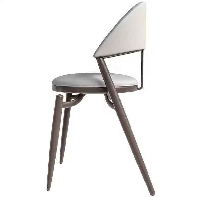 Modern Leather Dining Chair, Open Back Upholstered Accent Side Chair, Metal Legs, No Assembly
