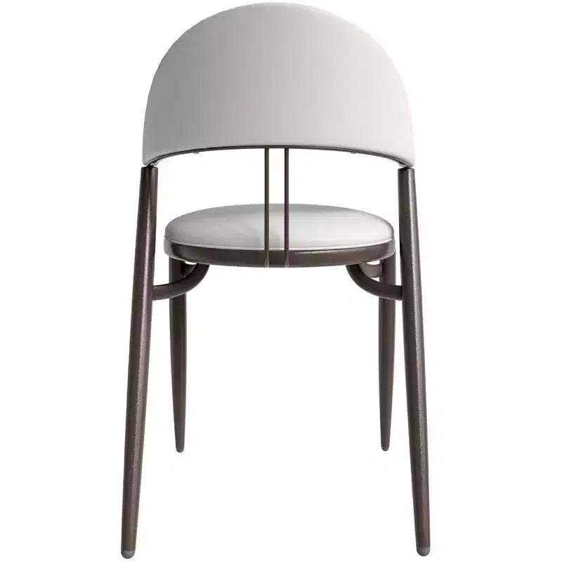Modern Leather Dining Chair, Open Back Upholstered Accent Side Chair, Metal Legs, No Assembly