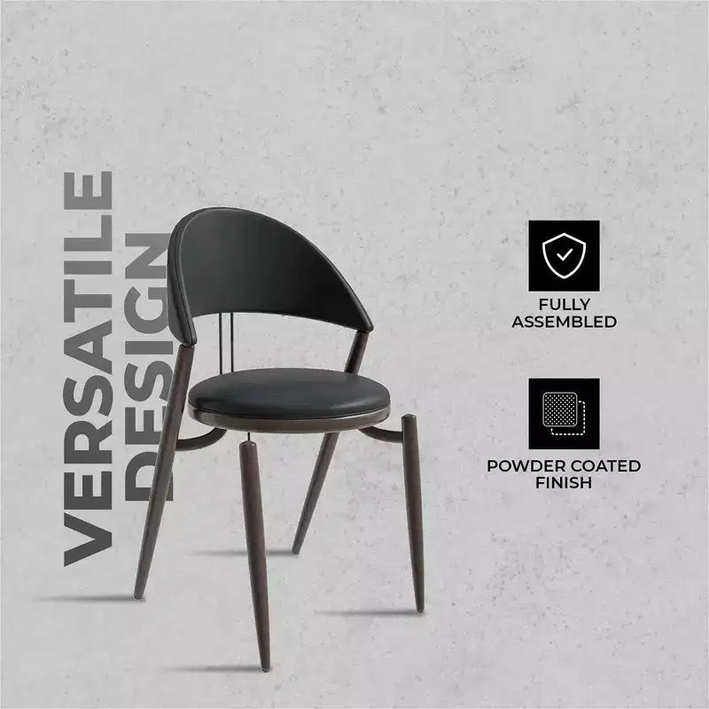 Modern Leather Dining Chair, Open Back Upholstered Accent Side Chair, Metal Legs, No Assembly