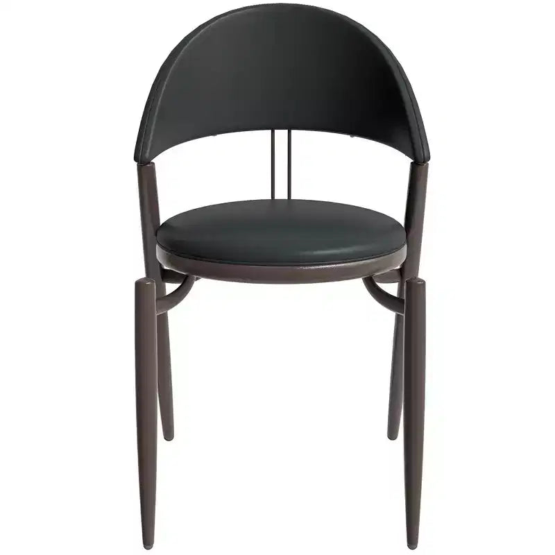 Modern Leather Dining Chair, Open Back Upholstered Accent Side Chair, Metal Legs, No Assembly