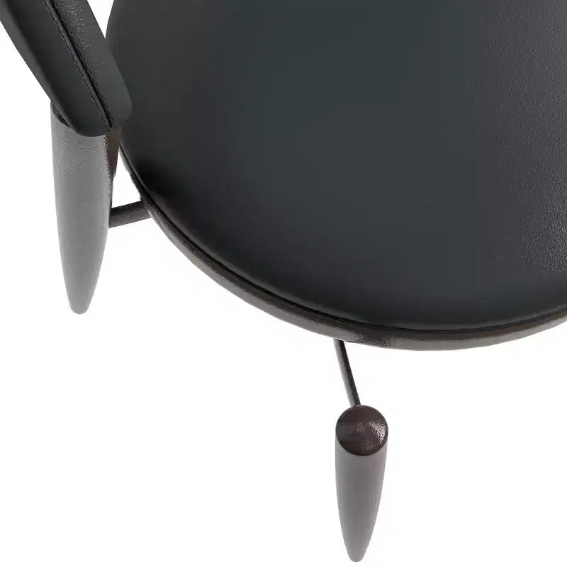 Modern Leather Dining Chair, Open Back Upholstered Accent Side Chair, Metal Legs, No Assembly