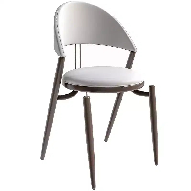 Modern Leather Dining Chair, Open Back Upholstered Accent Side Chair, Metal Legs, No Assembly