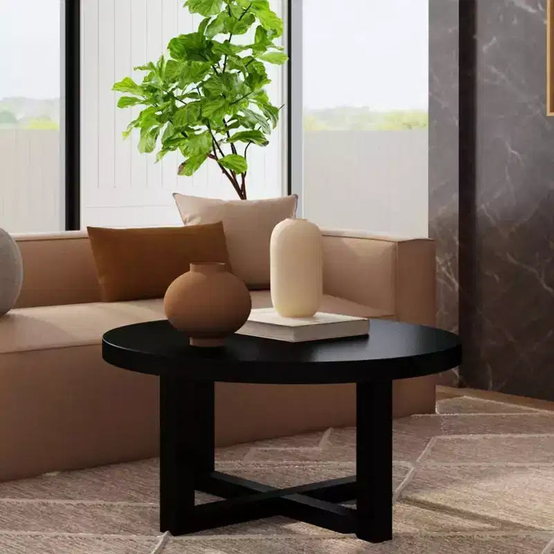 Table basse ronde avec piétement entrecroisé de 38 po