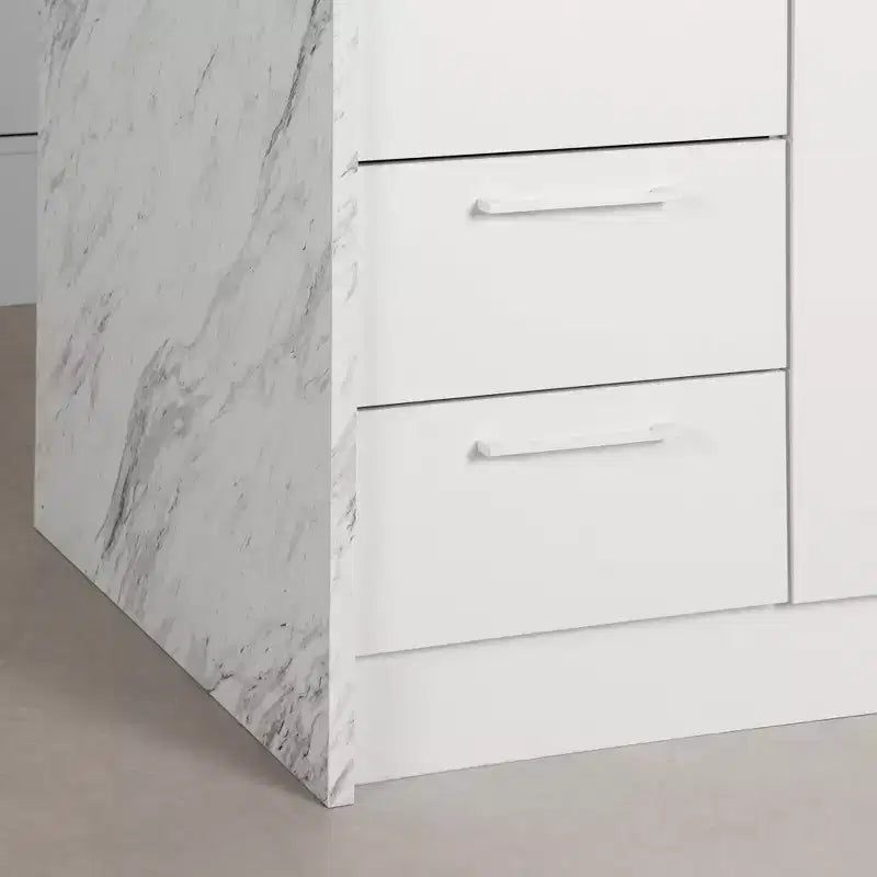 Kitchen Island with Faux Marble Top