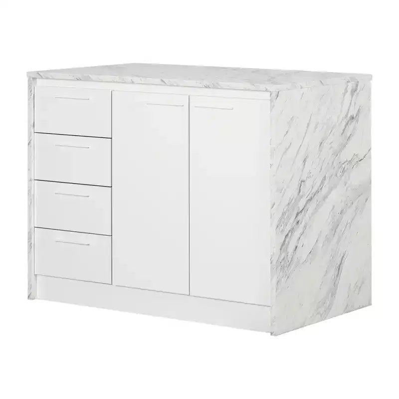 Kitchen Island with Faux Marble Top