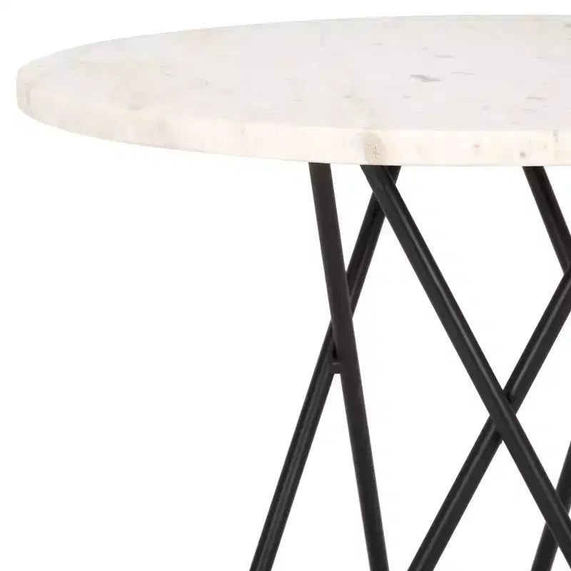 Marble Side Table White Marble/Black